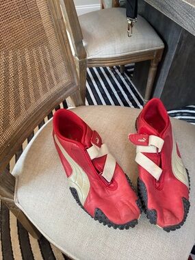 Puma Red Slip-On Sneakers with Cream Formstripe